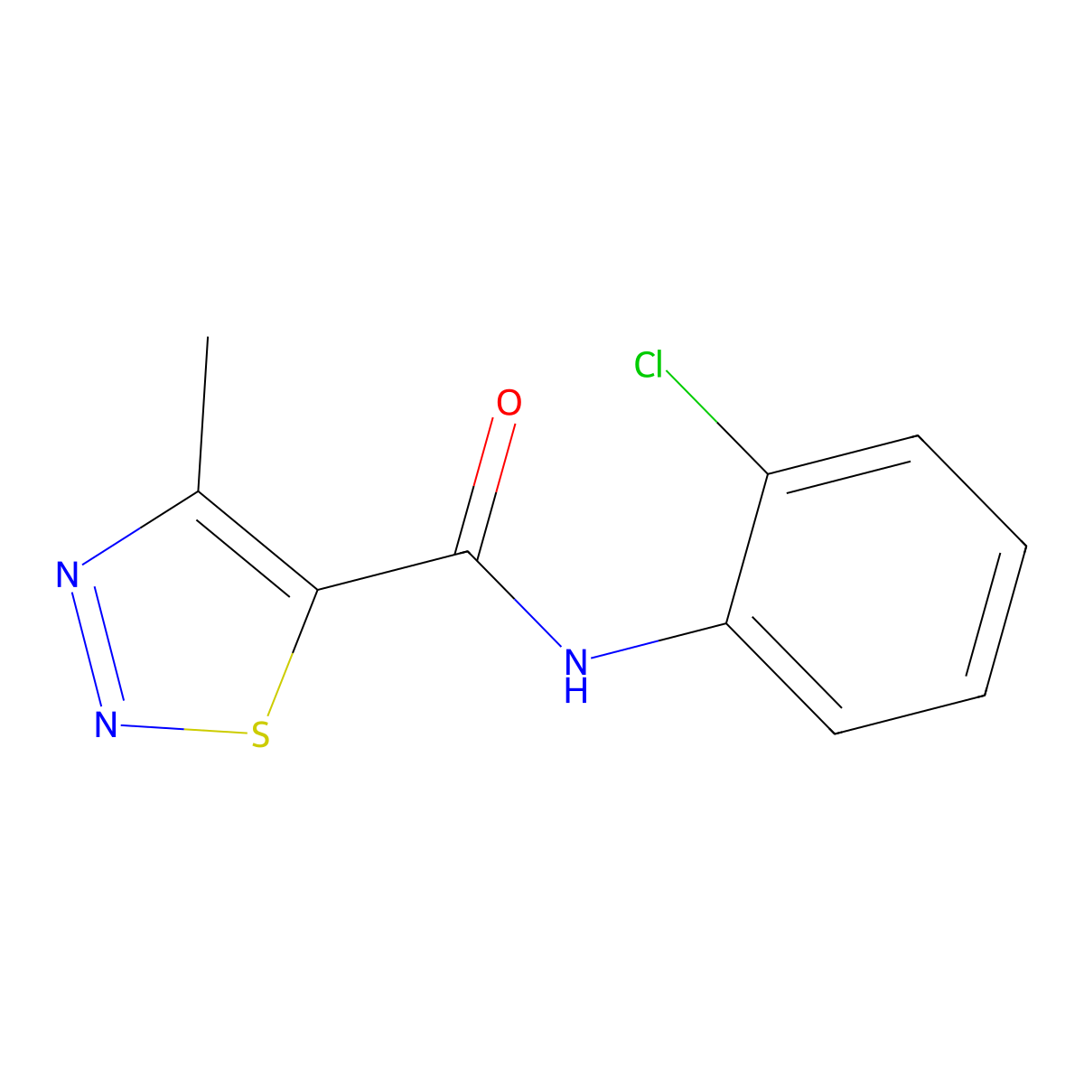 N-(2-chlorophenyl)-4-methyl-1,2,3-thiadiazole-5-carboxamide molecular structure, CAS 69635-78-5