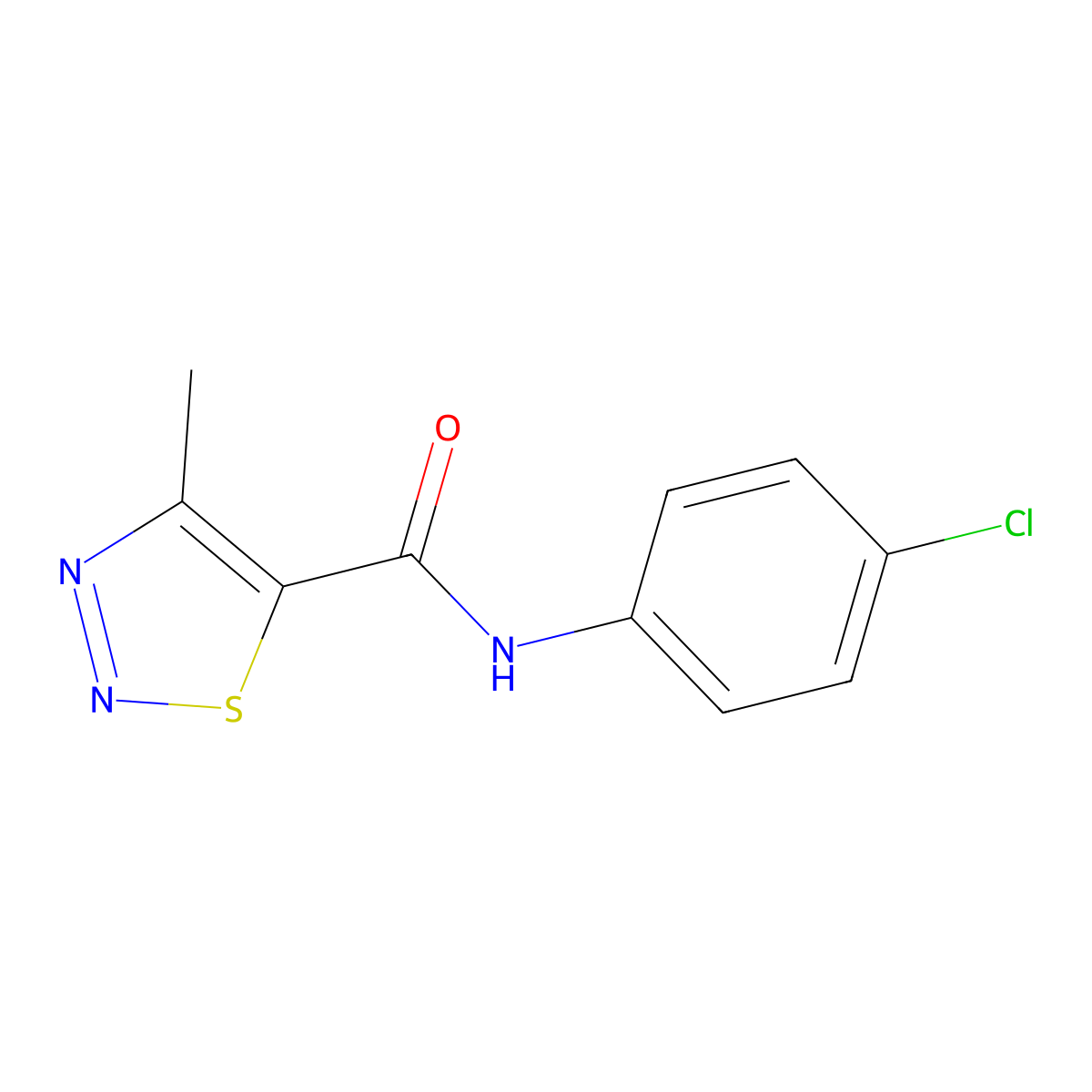 N-(4-chlorophenyl)-4-methyl-1,2,3-thiadiazole-5-carboxamide molecular structure, CAS 69635-83-2