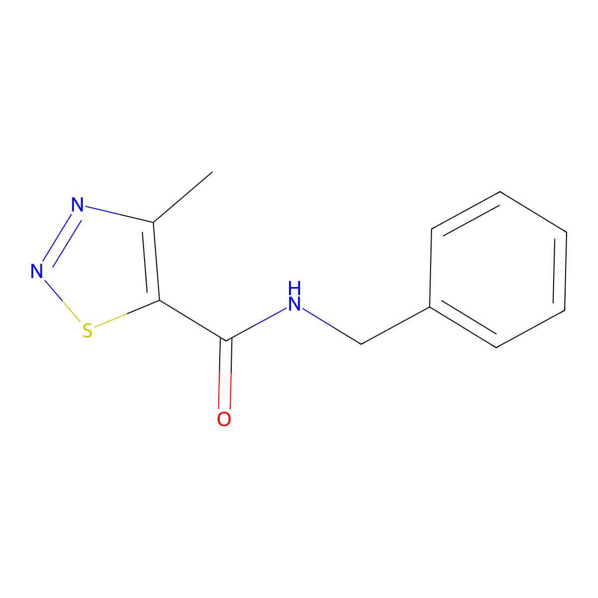 N-benzyl-4-methyl-1,2,3-thiadiazole-5-carboxamide molecular structure, CAS 69635-85-4