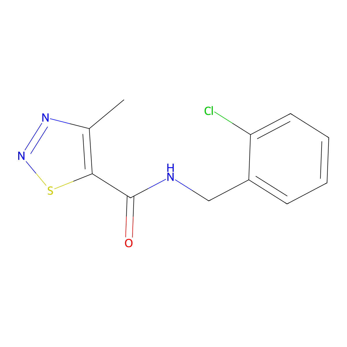 N-[(2-chlorophenyl)methyl]-4-methylthiadiazole-5-carboxamide molecular structure, CAS 69635-90-1