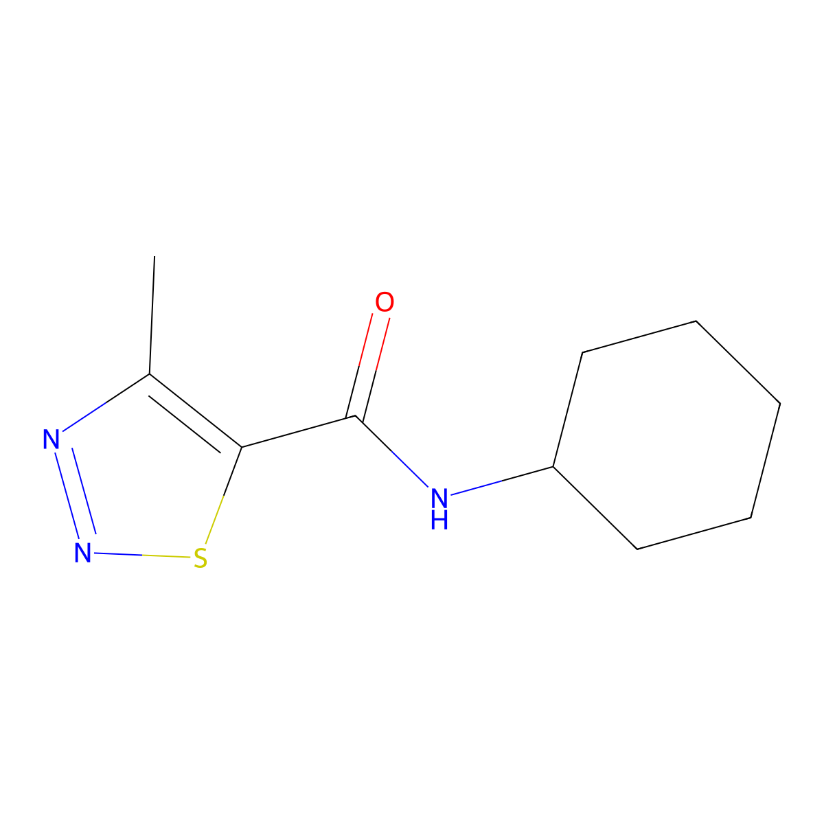 N-cyclohexyl-4-methyl-1,2,3-thiadiazole-5-carboxamide molecular structure, CAS 69635-98-9