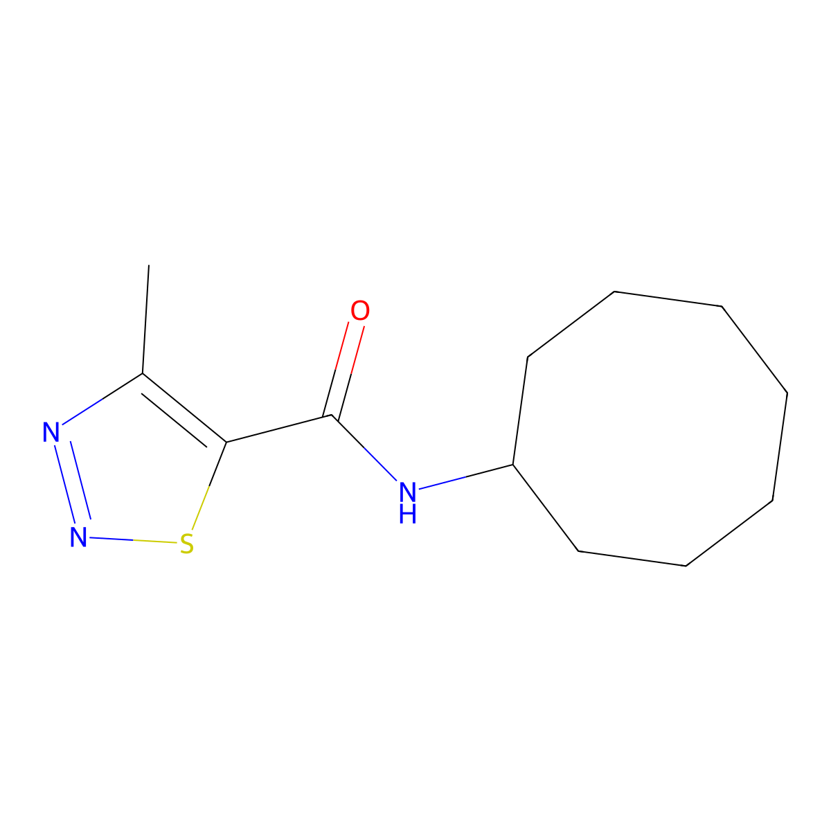 N-cyclooctyl-4-methyl-1,2,3-thiadiazole-5-carboxamide molecular structure, CAS 69635-99-0