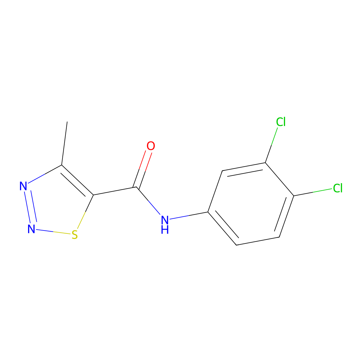 N-(3,4-dichlorophenyl)-4-methylthiadiazole-5-carboxamide molecular structure, CAS 69636-04-0