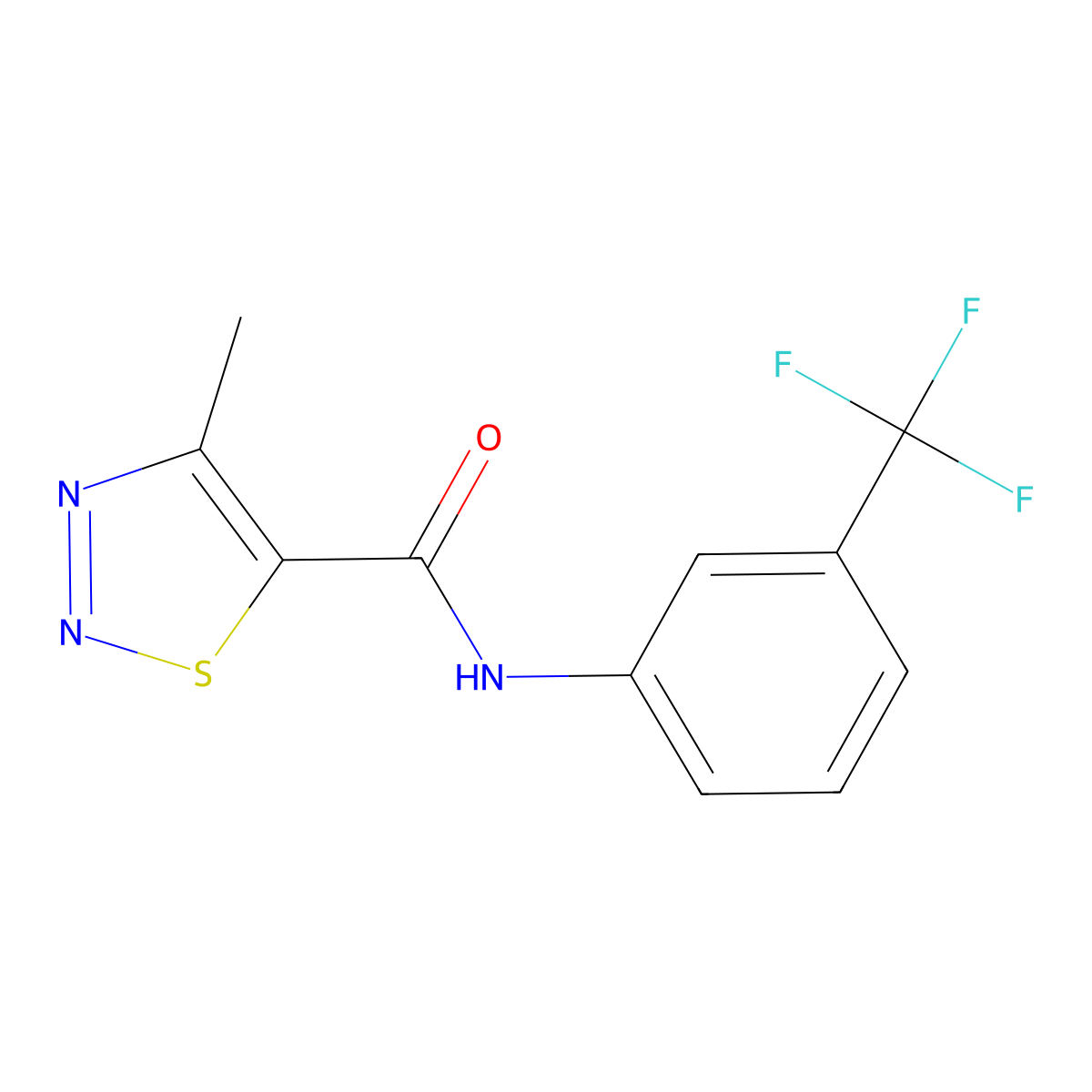 4-methyl-N-[3-(trifluoromethyl)phenyl]-1,2,3-thiadiazole-5-carboxamide molecular structure, CAS 69636-07-3