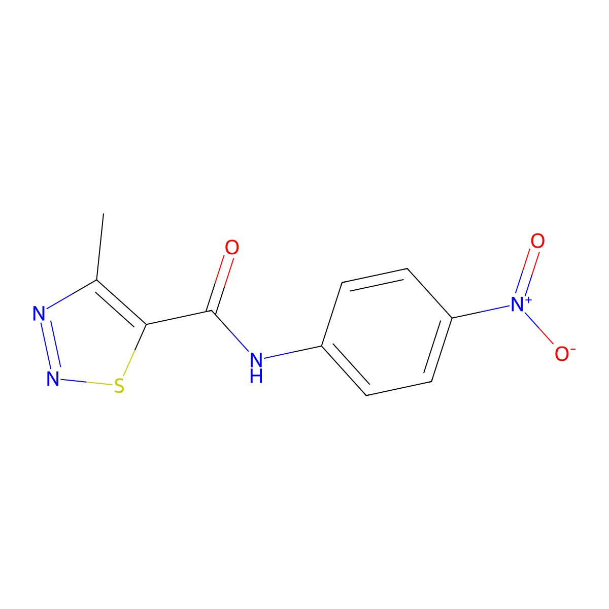 4-methyl-N-(4-nitrophenyl)-1,2,3-thiadiazole-5-carboxamide molecular structure, CAS 69636-09-5