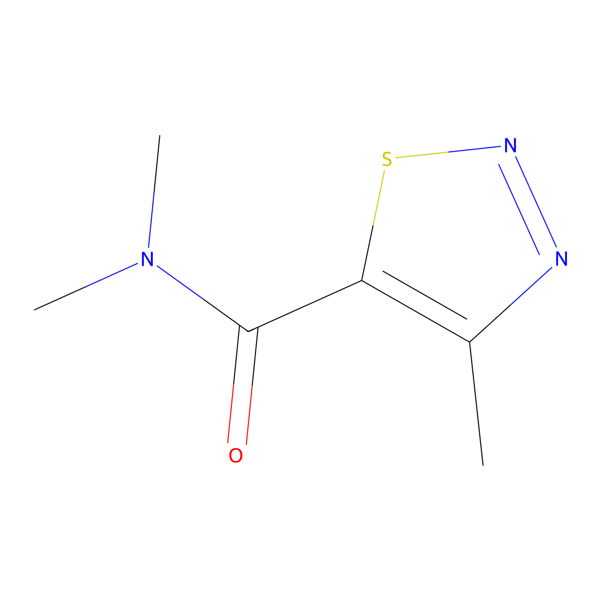 N,N,4-trimethyl-1,2,3-thiadiazole-5-carboxamide molecular structure, CAS 69636-11-9