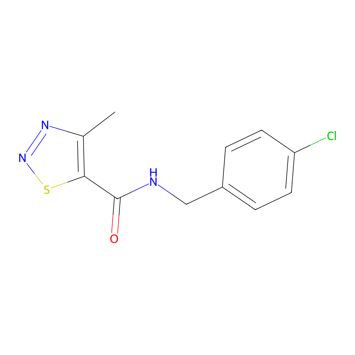 N-(4-chlorobenzyl)-4-methyl-1,2,3-thiadiazole-5-carboxamide molecular structure, CAS 69636-12-0