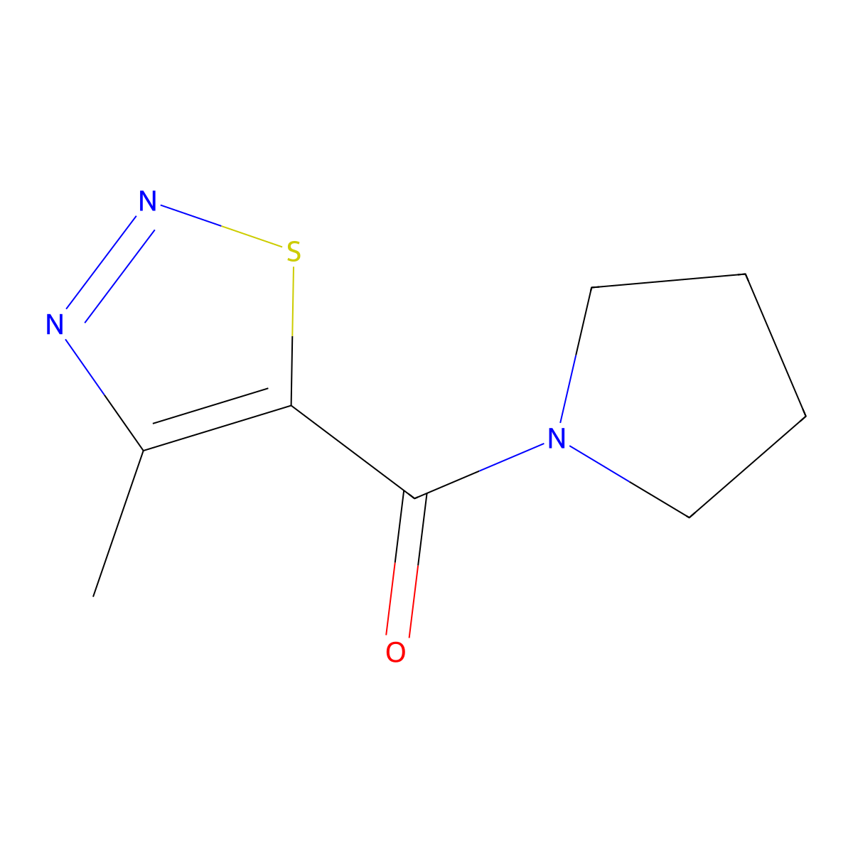 (4-Methylthiadiazol-5-yl)-pyrrolidin-1-ylmethanone molecular structure, CAS 69636-37-9