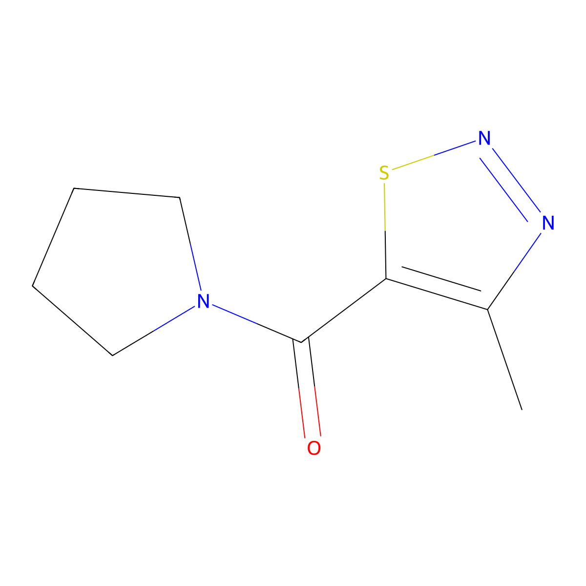 (4-Methylthiadiazol-5-yl)-pyrrolidin-1-ylmethanone molecular structure, CAS 69636-37-9
