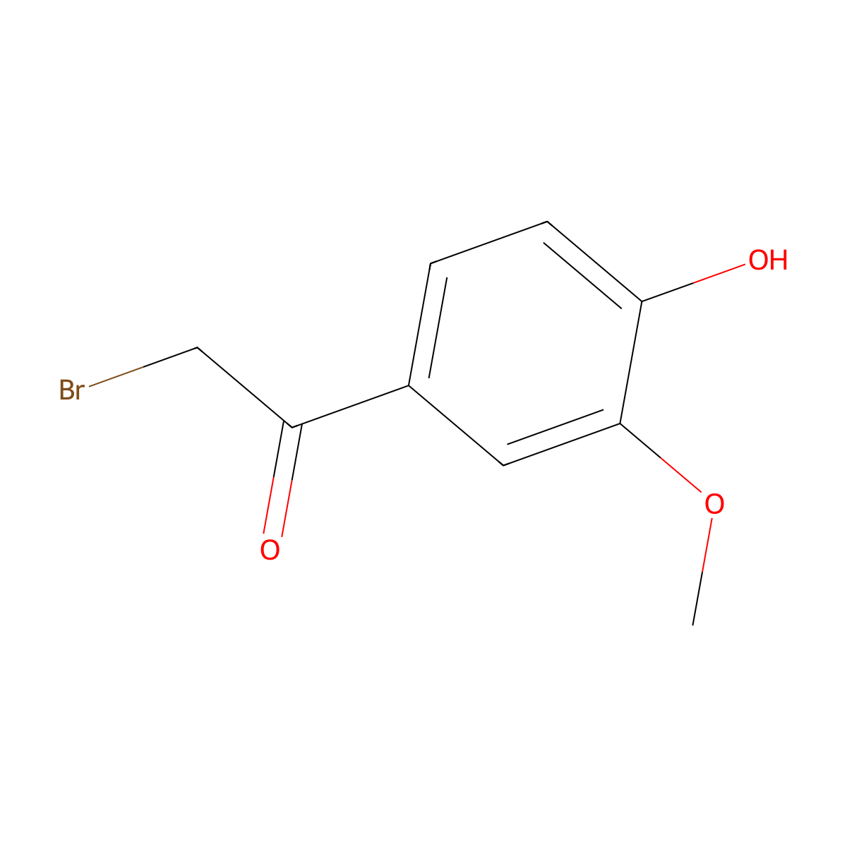 2-Bromo-1-(4-hydroxy-3-methoxyphenyl)ethan-1-one molecular structure, CAS 69638-06-8
