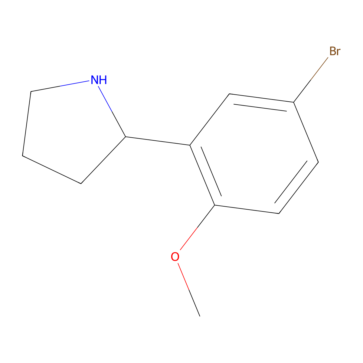 2-(5-Bromo-2-methoxyphenyl)pyrrolidine molecular structure, CAS 69639-91-4