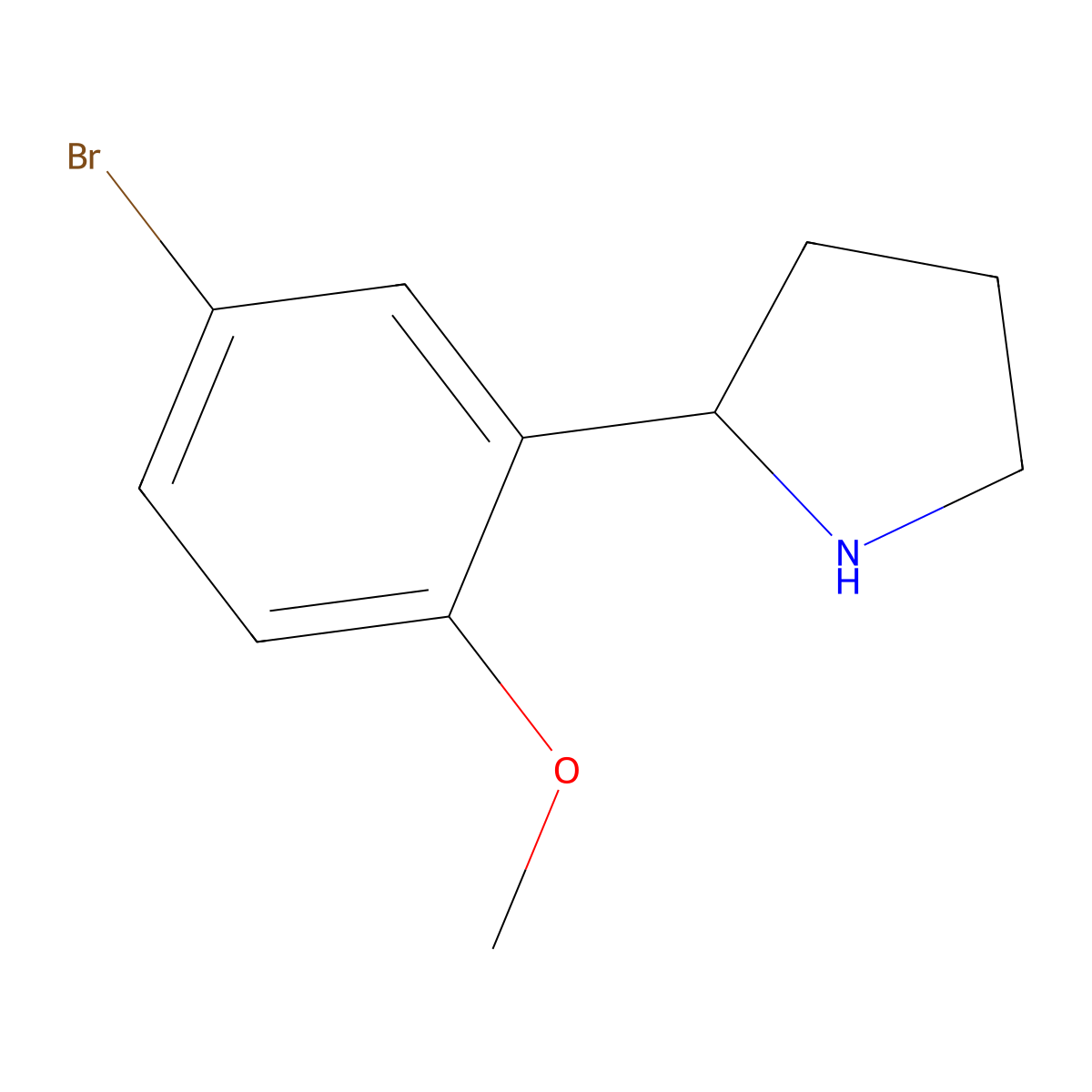 2-(5-Bromo-2-methoxyphenyl)pyrrolidine molecular structure, CAS 69639-91-4