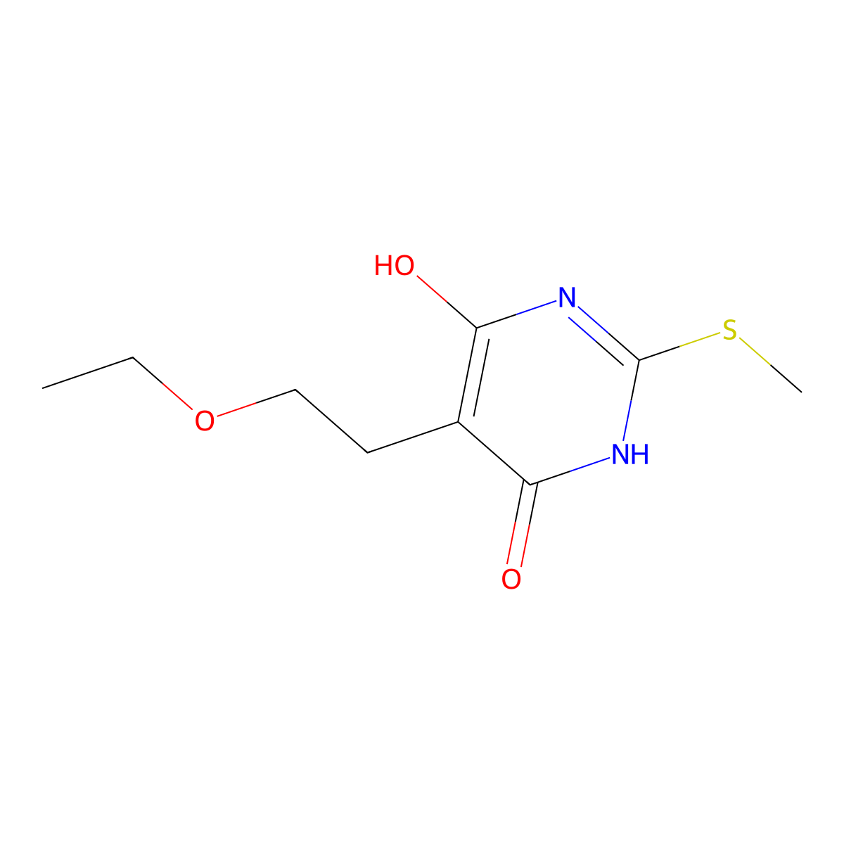 5-(2-Ethoxyethyl)-2-(methylsulfanyl)pyrimidine-4,6-diol molecular structure, CAS 6964-71-2