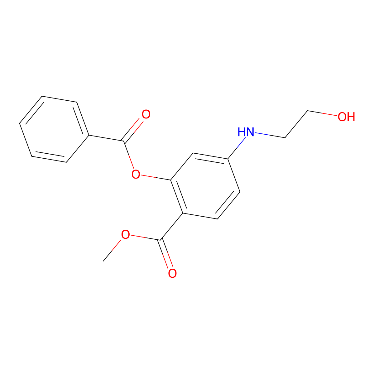 Methyl 2-(benzoyloxy)-4-[(2-hydroxyethyl)amino]benzoate molecular structure, CAS 6964-98-3