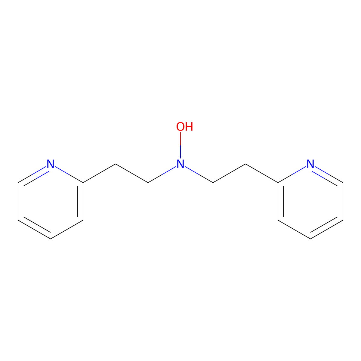 N,N-bis[2-(2-pyridyl)ethyl]hydroxylamine molecular structure, CAS 6965-67-9