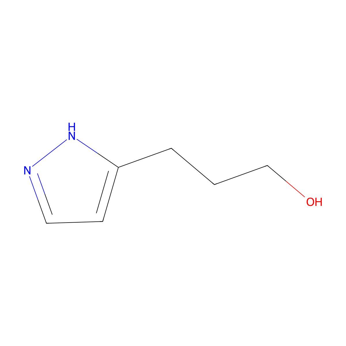 3-(1H-pyrazol-3-yl)propan-1-ol molecular structure, CAS 69658-96-4