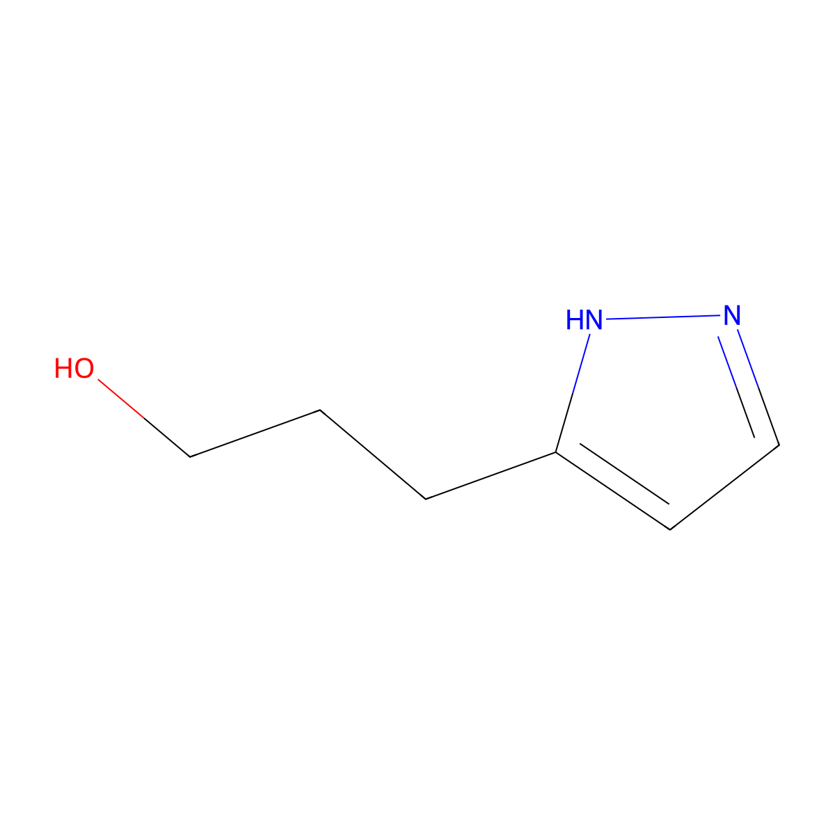 3-(1H-pyrazol-3-yl)propan-1-ol molecular structure, CAS 69658-96-4