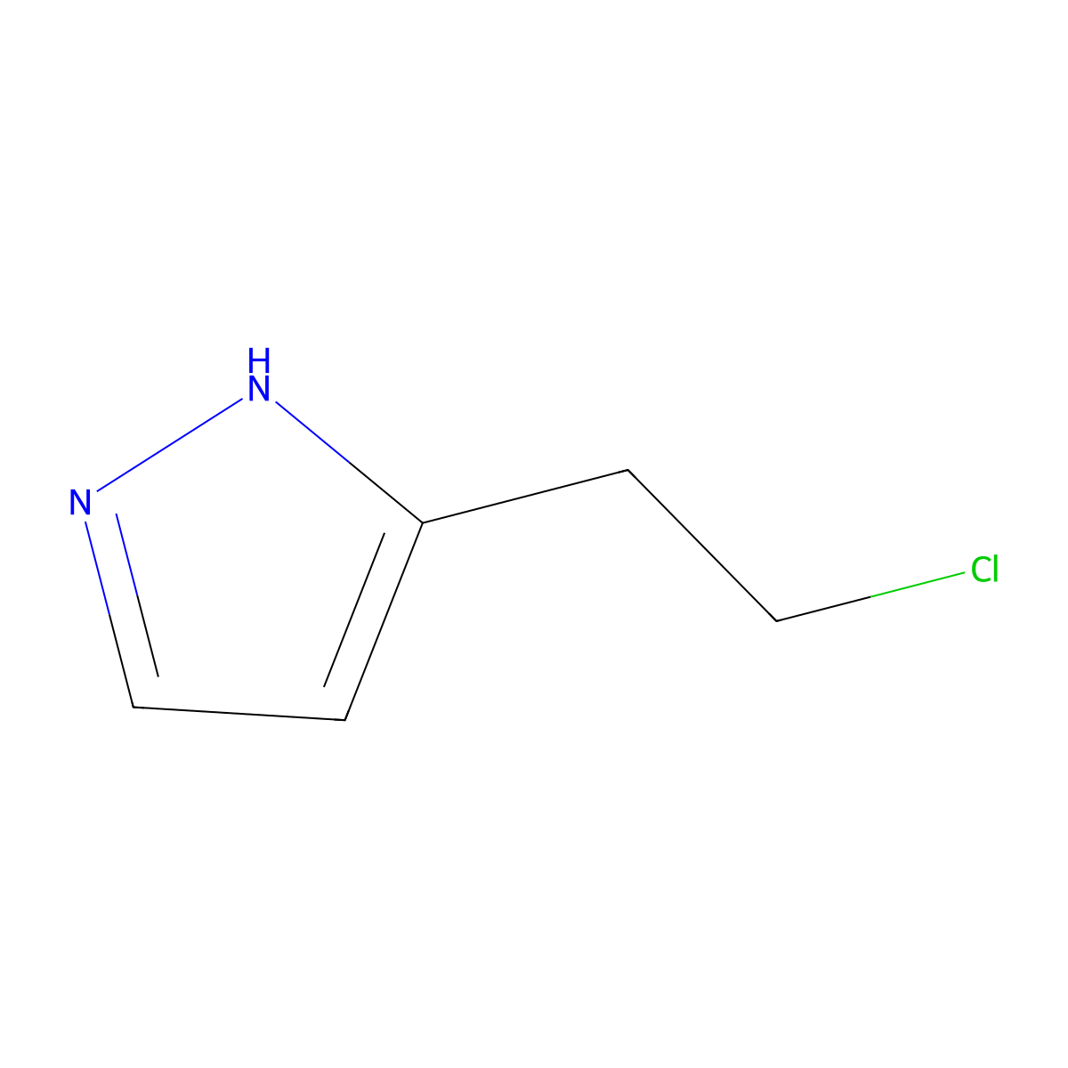 5-(2-chloroethyl)-1H-pyrazole molecular structure, CAS 69658-98-6