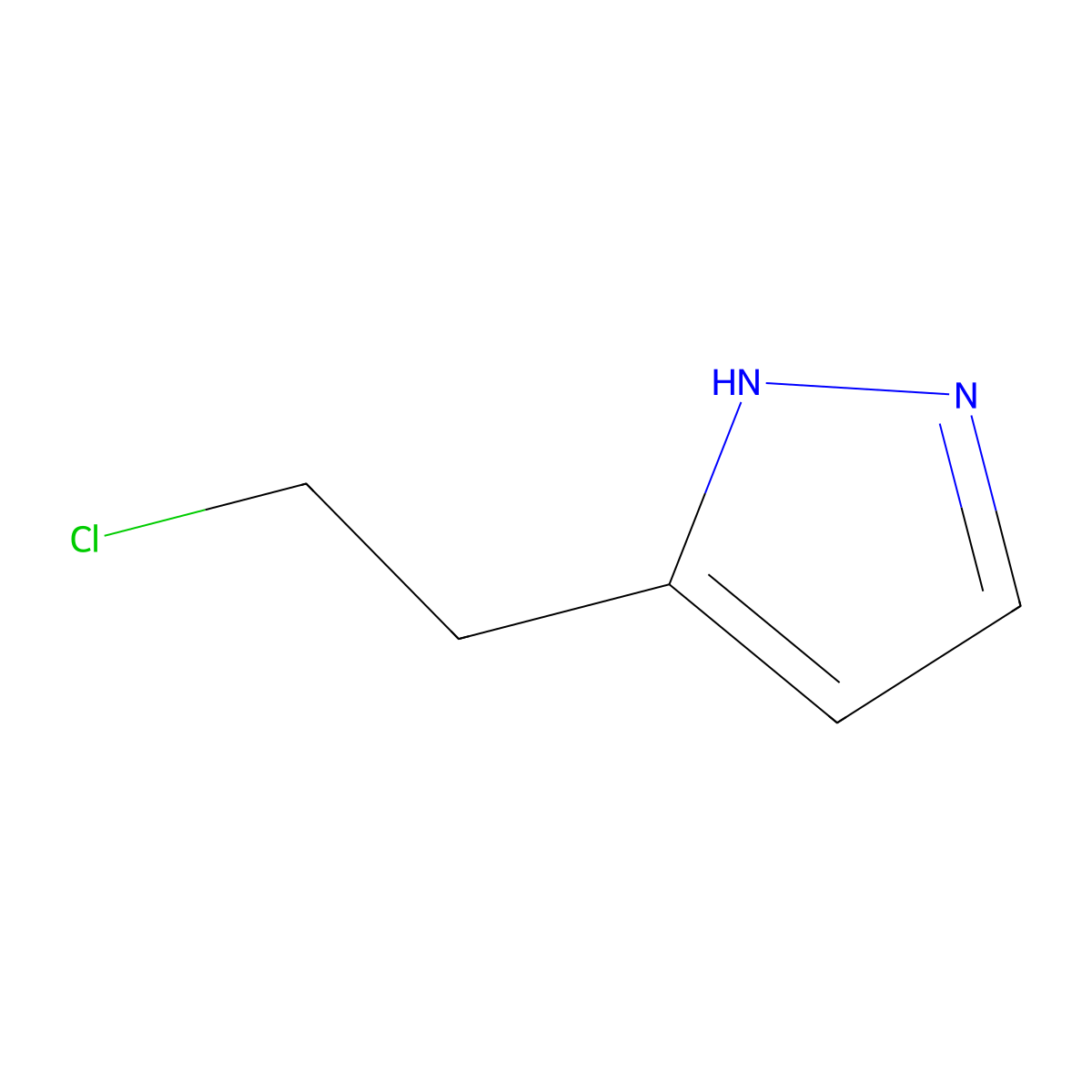 5-(2-chloroethyl)-1H-pyrazole molecular structure, CAS 69658-98-6