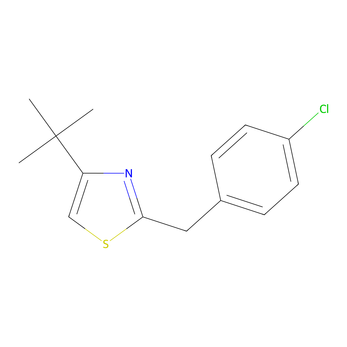 4-Tert-butyl-2-[(4-chlorophenyl)methyl]-1,3-thiazole molecular structure, CAS 696582-89-5