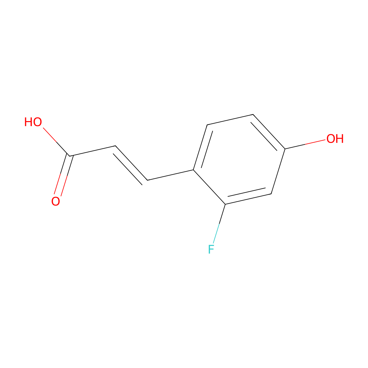(E)-3-(2-Fluoro-4-hydroxyphenyl)acrylic acid molecular structure, CAS 696589-23-8