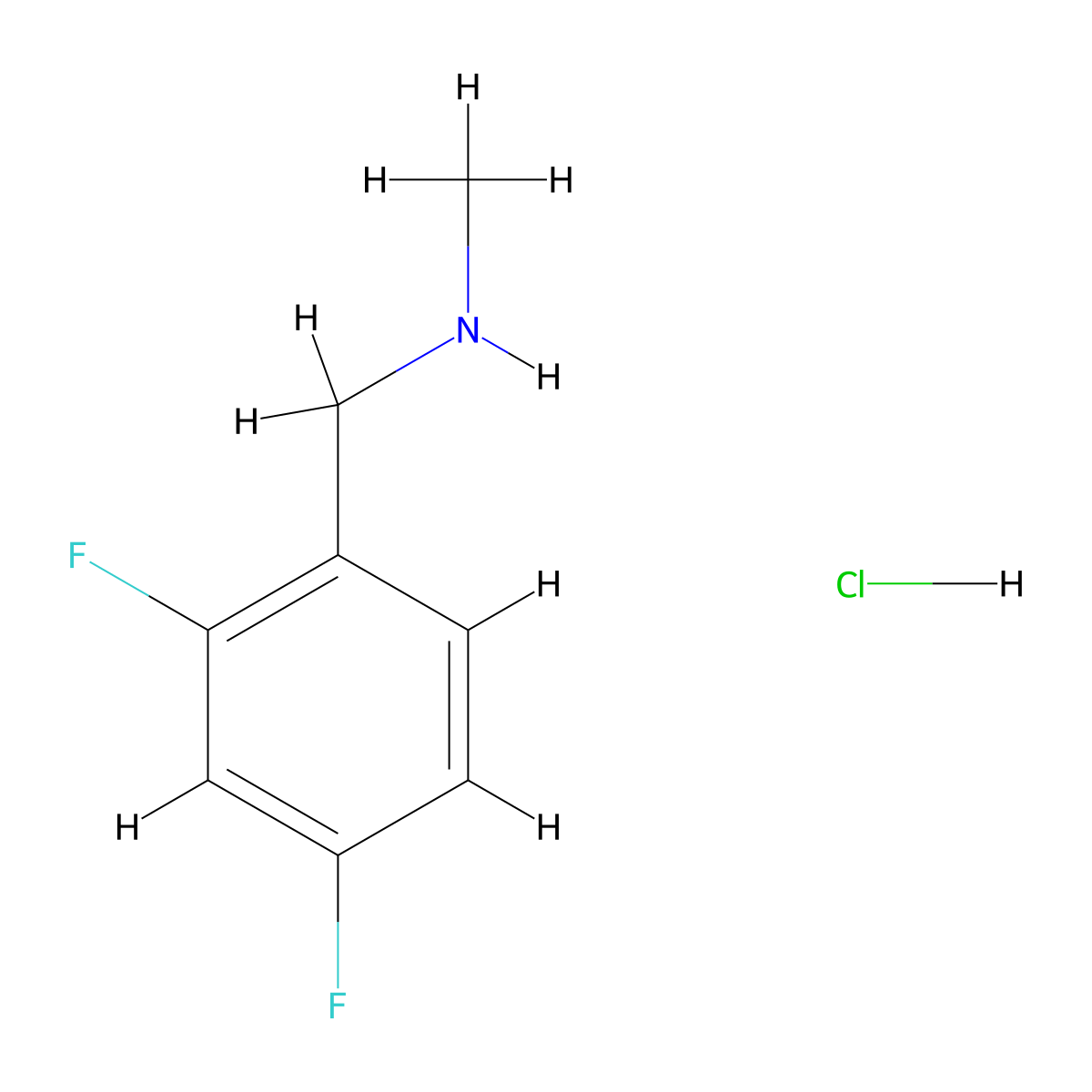 1-(2,4-Difluorophenyl)-N-methylmethanamine hydrochloride molecular structure, CAS 696589-30-7