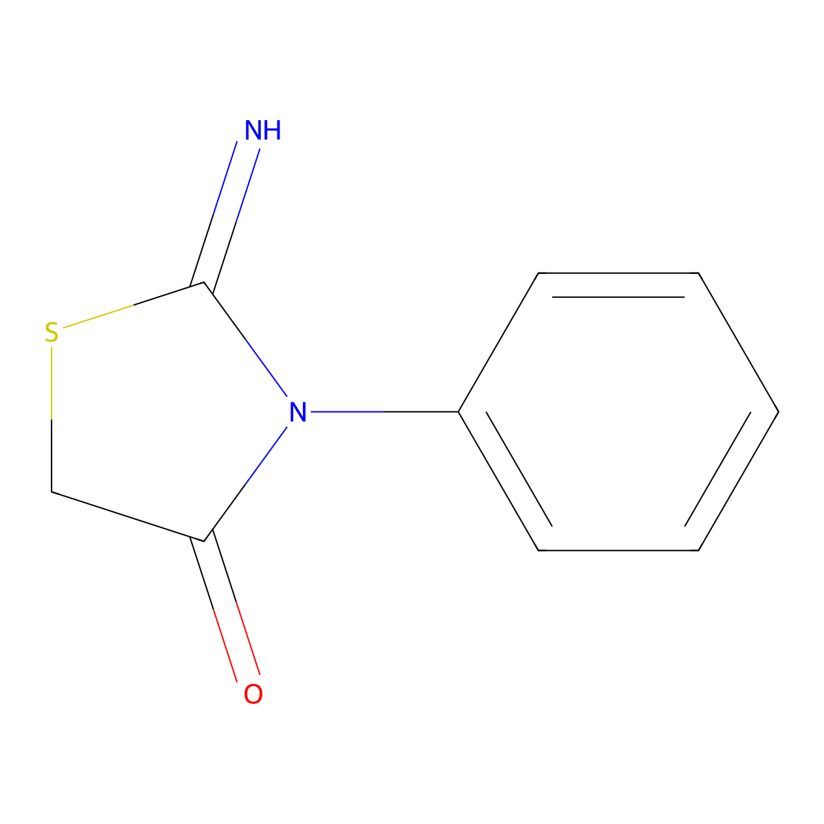 2-Imino-3-phenyl-1,3-thiazolidin-4-one molecular structure, CAS 6966-55-8