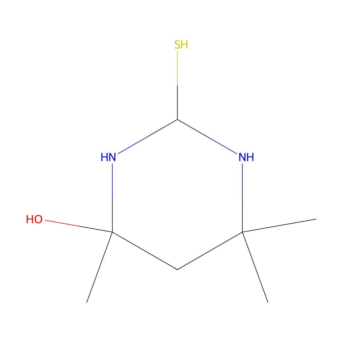 4,6,6-Trimethyl-2-sulfanylhexahydropyrimidin-4-ol molecular structure, CAS 6966-57-0