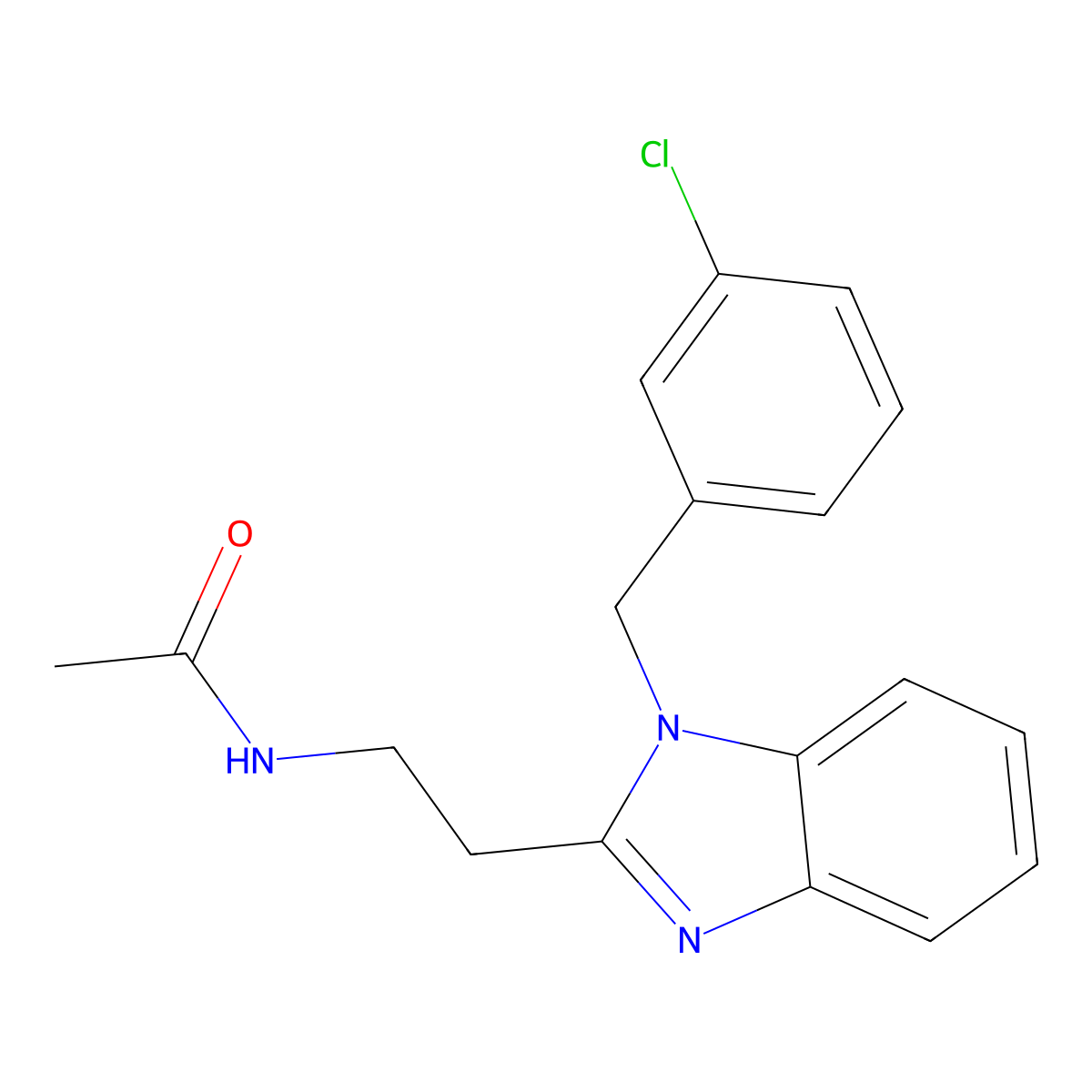 N-(2-{1-[(3-chlorophenyl)methyl]-1H-1,3-benzodiazol-2-yl}ethyl)acetamide molecular structure, CAS 696600-01-8