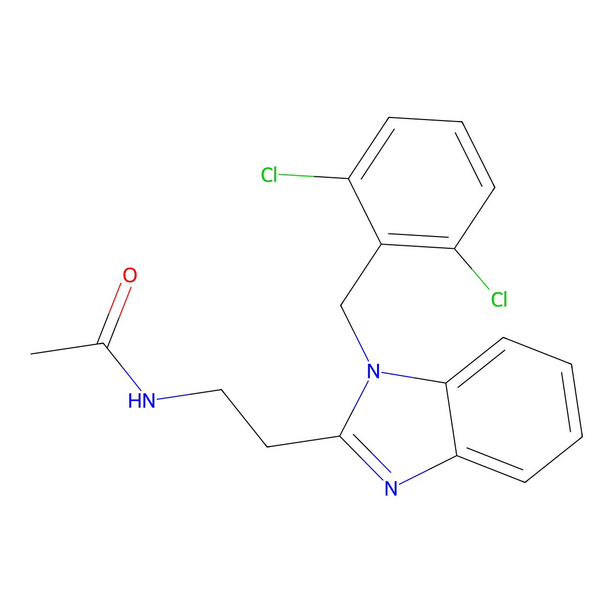 N-[2-[1-[(2,6-dichlorophenyl)methyl]benzimidazol-2-yl]ethyl]acetamide molecular structure, CAS 696600-07-4