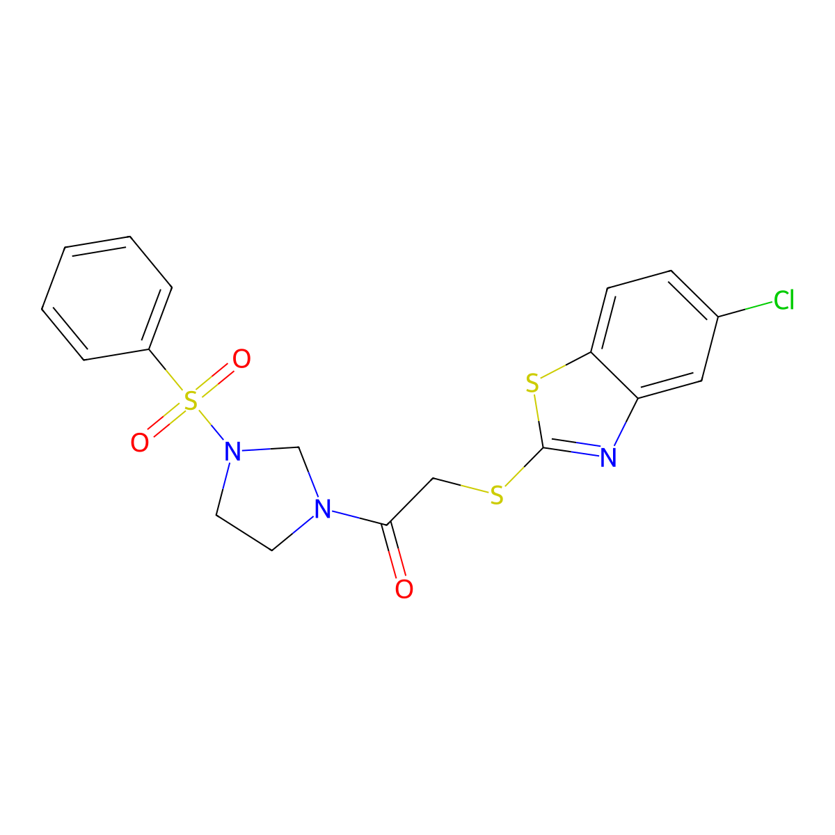 1-[3-(Benzenesulfonyl)imidazolidin-1-yl]-2-[(5-chloro-1,3-benzothiazol-2-yl)sulfanyl]ethanone molecular structure, CAS 696601-44-2