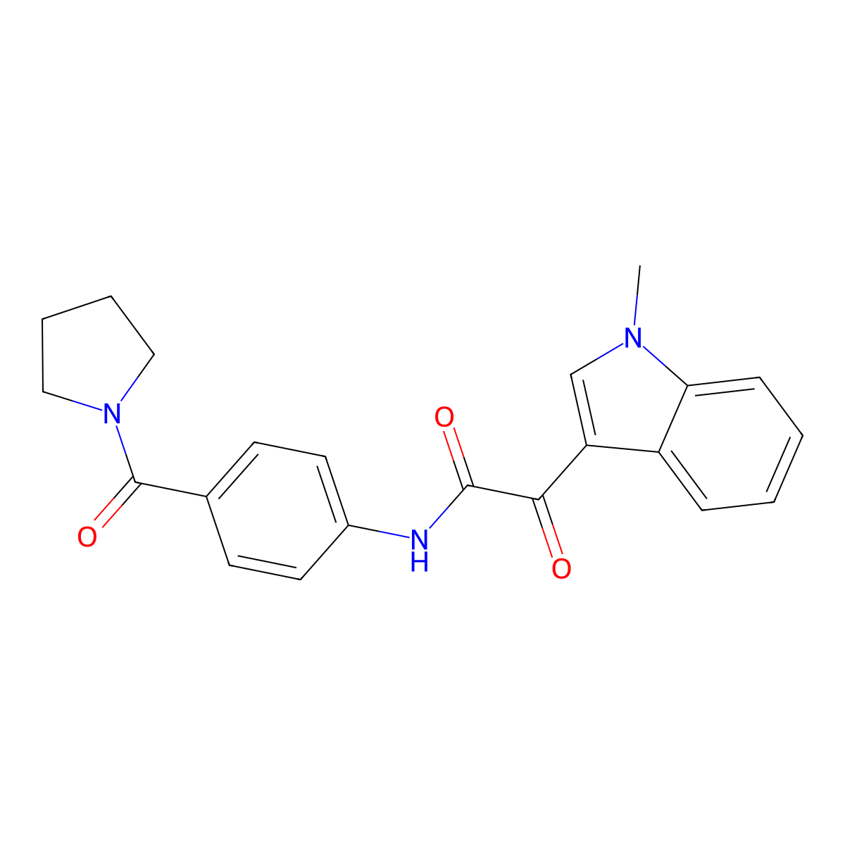 2-(1-methylindol-3-yl)-2-oxo-N-[4-(pyrrolidine-1-carbonyl)phenyl]acetamide molecular structure, CAS 696603-11-9