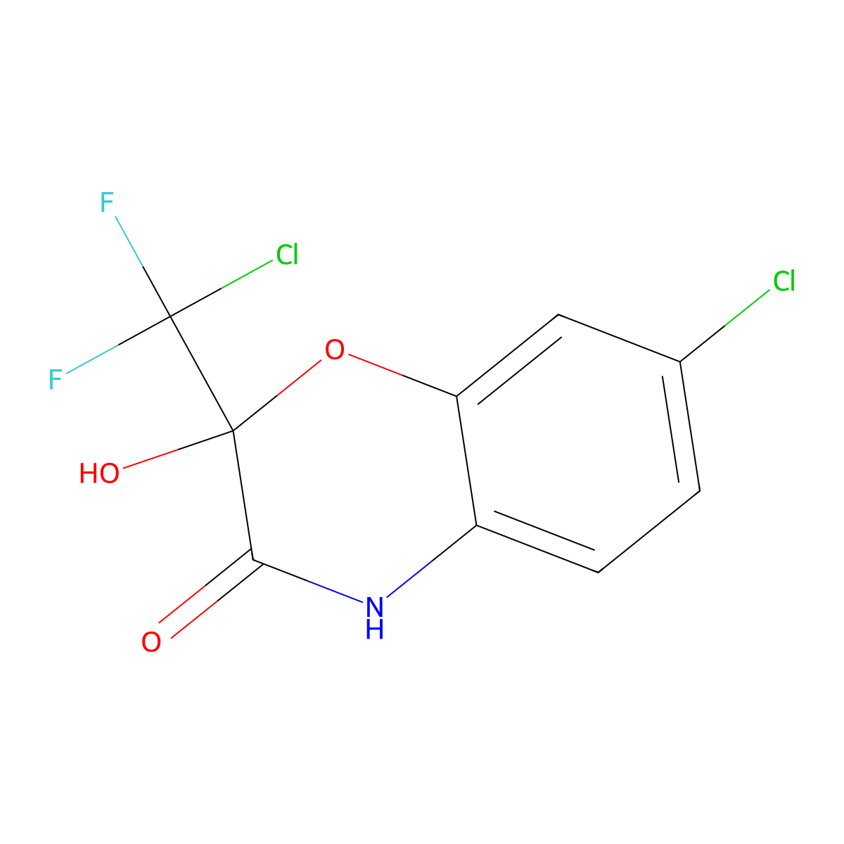 7-chloro-2-[chloro(difluoro)methyl]-2-hydroxy-4H-1,4-benzoxazin-3-one molecular structure, CAS 696603-47-1