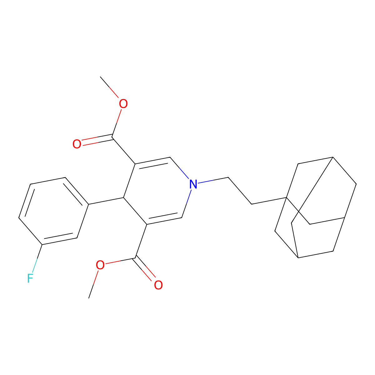 dimethyl 1-[2-(1-adamantyl)ethyl]-4-(3-fluorophenyl)-4H-pyridine-3,5-dicarboxylate molecular structure, CAS 696604-00-9