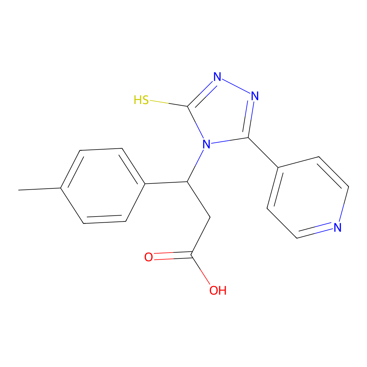 3-(4-methylphenyl)-3-[3-(pyridin-4-yl)-5-sulfanyl-4H-1,2,4-triazol-4-yl]propanoic acid molecular structure, CAS 696604-48-5
