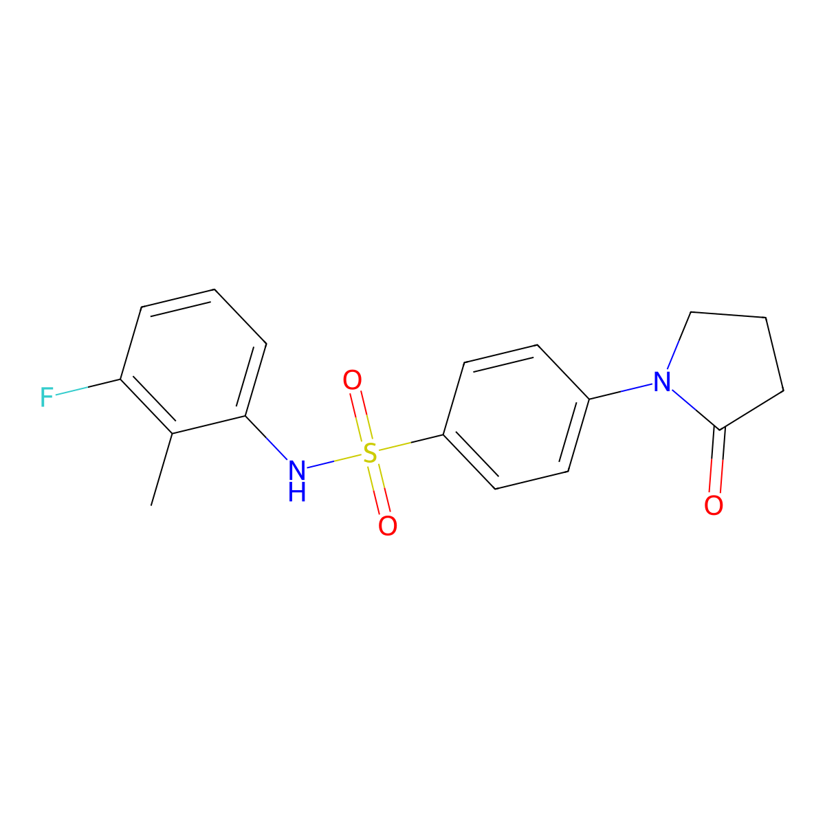N-(3-fluoro-2-methylphenyl)-4-(2-oxopyrrolidin-1-yl)benzenesulfonamide molecular structure, CAS 696605-47-7