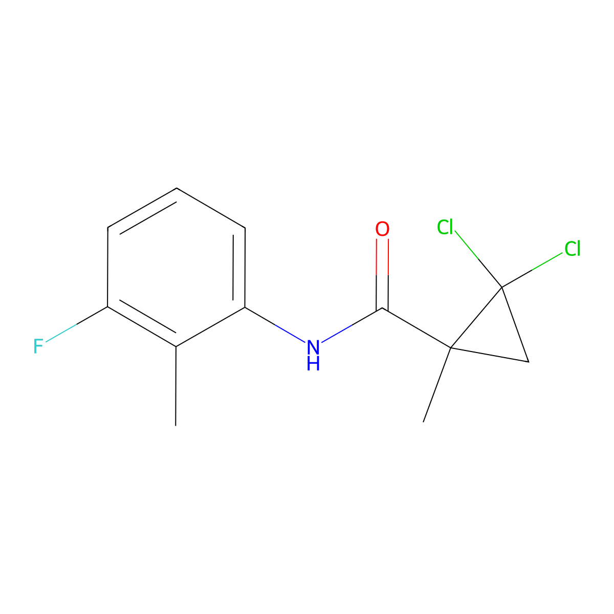 2,2-dichloro-N-(3-fluoro-2-methylphenyl)-1-methylcyclopropanecarboxamide molecular structure, CAS 696605-64-8