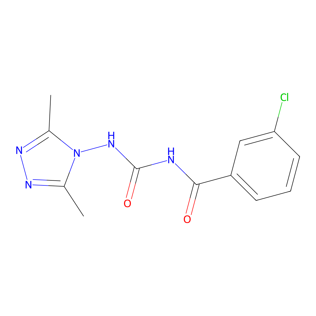3-chloro-N-[(3,5-dimethyl-1,2,4-triazol-4-yl)carbamoyl]benzamide molecular structure, CAS 696605-85-3