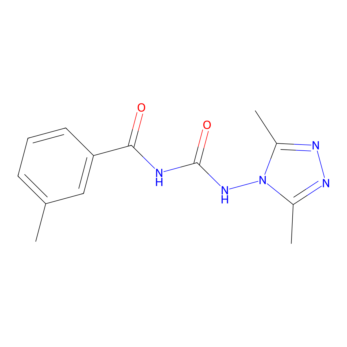 N-[(3,5-dimethyl-1,2,4-triazol-4-yl)carbamoyl]-3-methylbenzamide molecular structure, CAS 696605-92-2