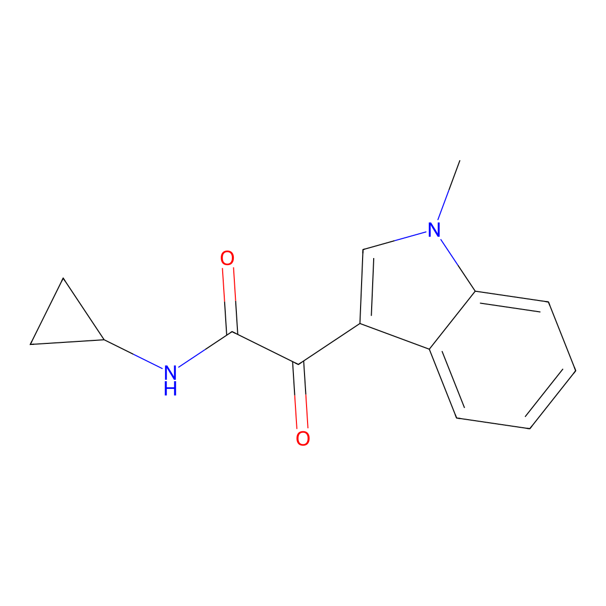 N-cyclopropyl-2-(1-methylindol-3-yl)-2-oxoacetamide molecular structure, CAS 696606-09-4