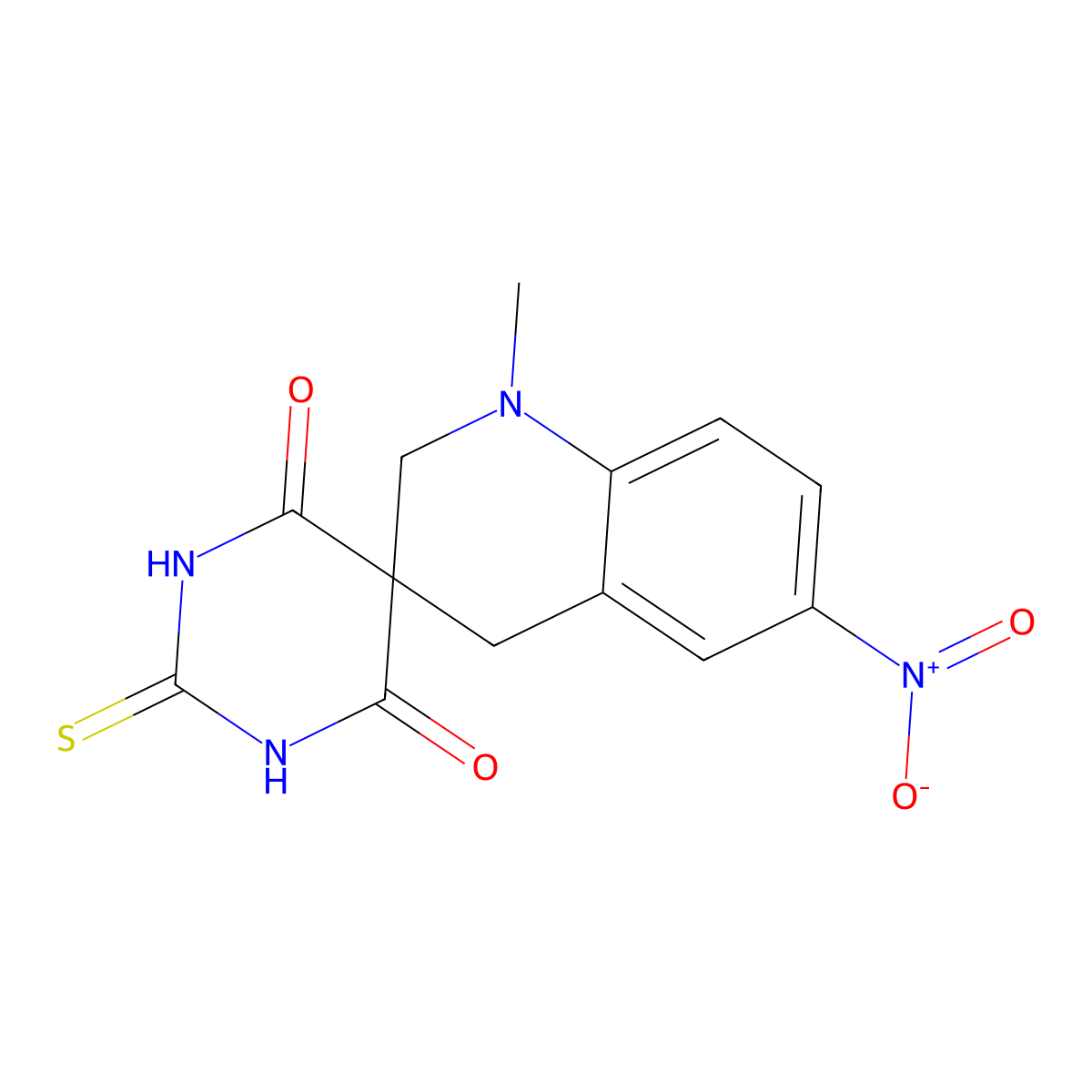 1'-Methyl-6'-nitro-2-sulfanylidenespiro[1,3-diazinane-5,3'-2,4-dihydroquinoline]-4,6-dione molecular structure, CAS 696606-47-0