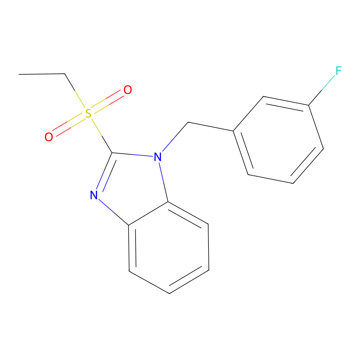2-Ethylsulfonyl-1-[(3-fluorophenyl)methyl]benzimidazole molecular structure, CAS 696606-90-3