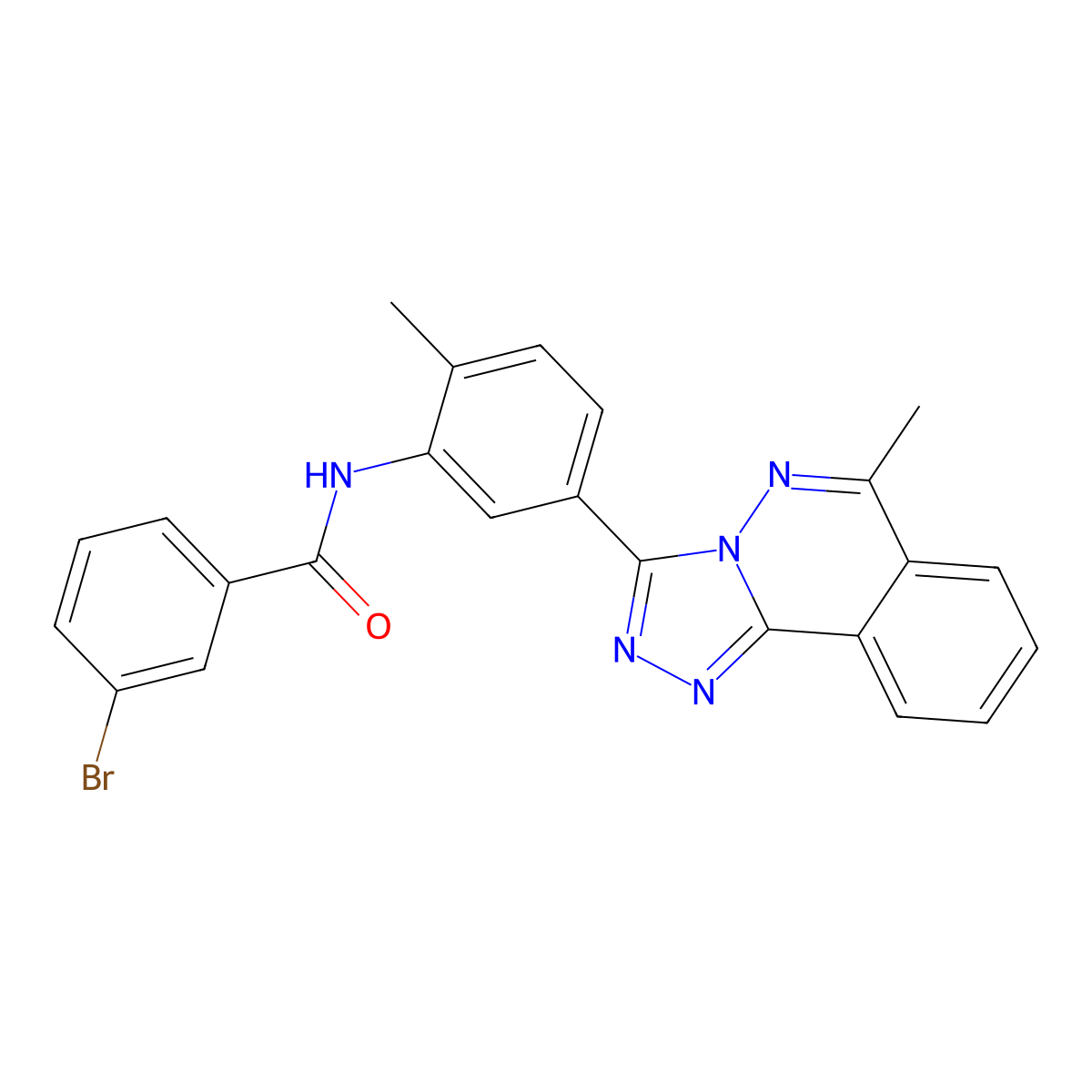 3-bromo-N-[2-methyl-5-(6-methyl-[1,2,4]triazolo[3,4-a]phthalazin-3-yl)phenyl]benzamide molecular structure, CAS 696607-22-4