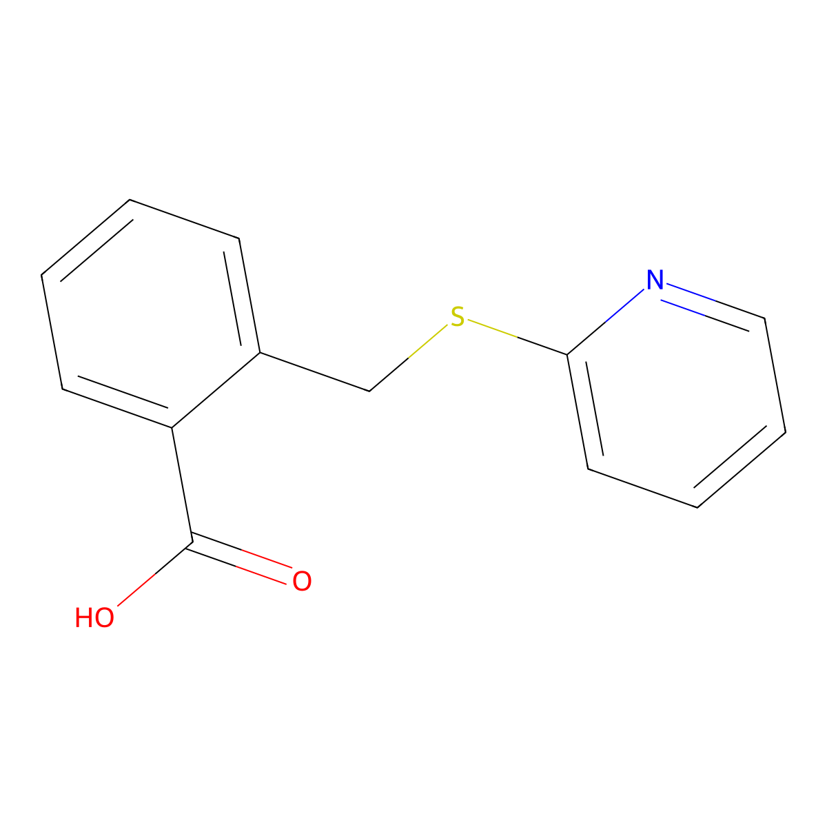 2-(Pyridin-2-ylsulfanylmethyl)benzoic acid molecular structure, CAS 696607-25-7