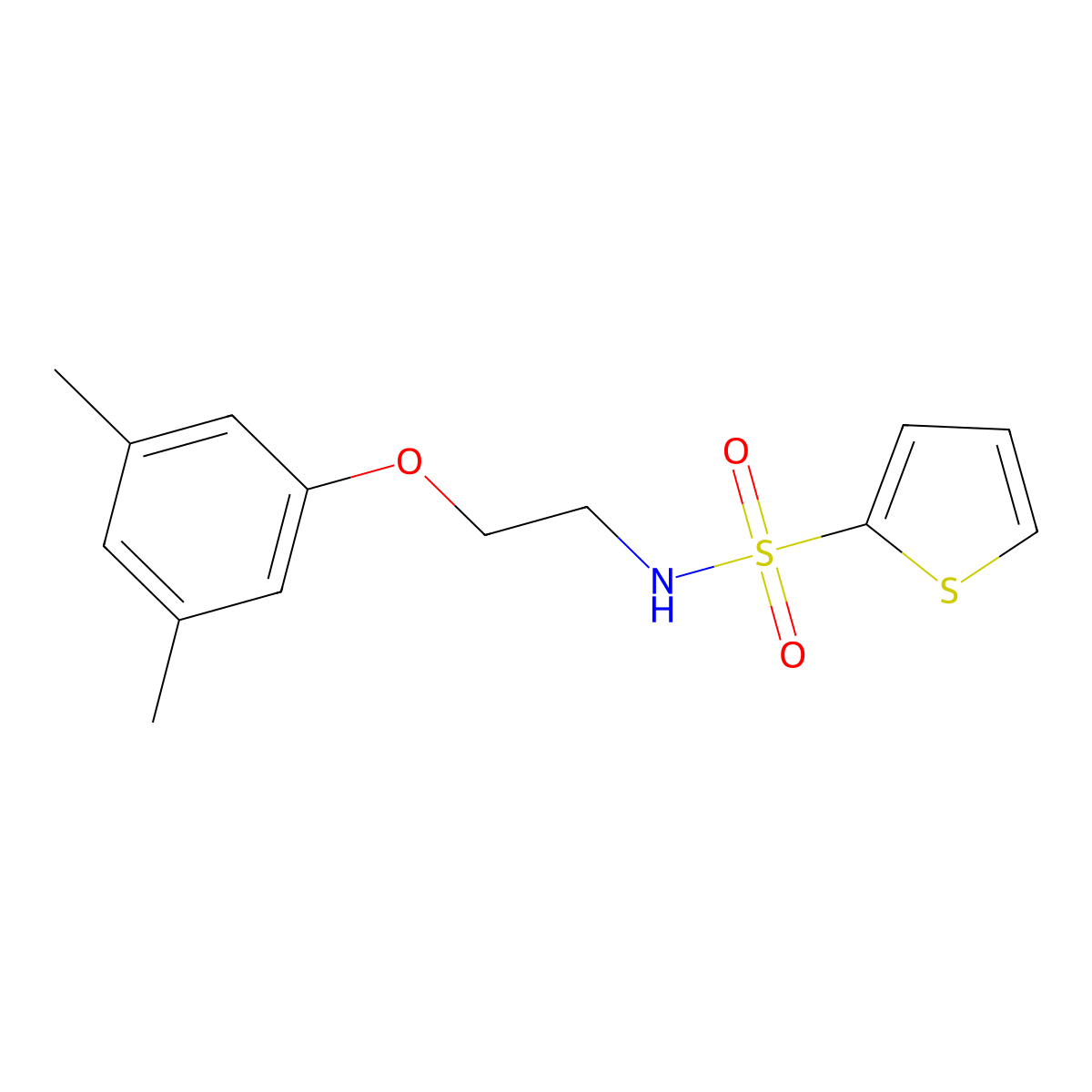 N-[2-(3,5-dimethylphenoxy)ethyl]thiophene-2-sulfonamide molecular structure, CAS 696607-60-0