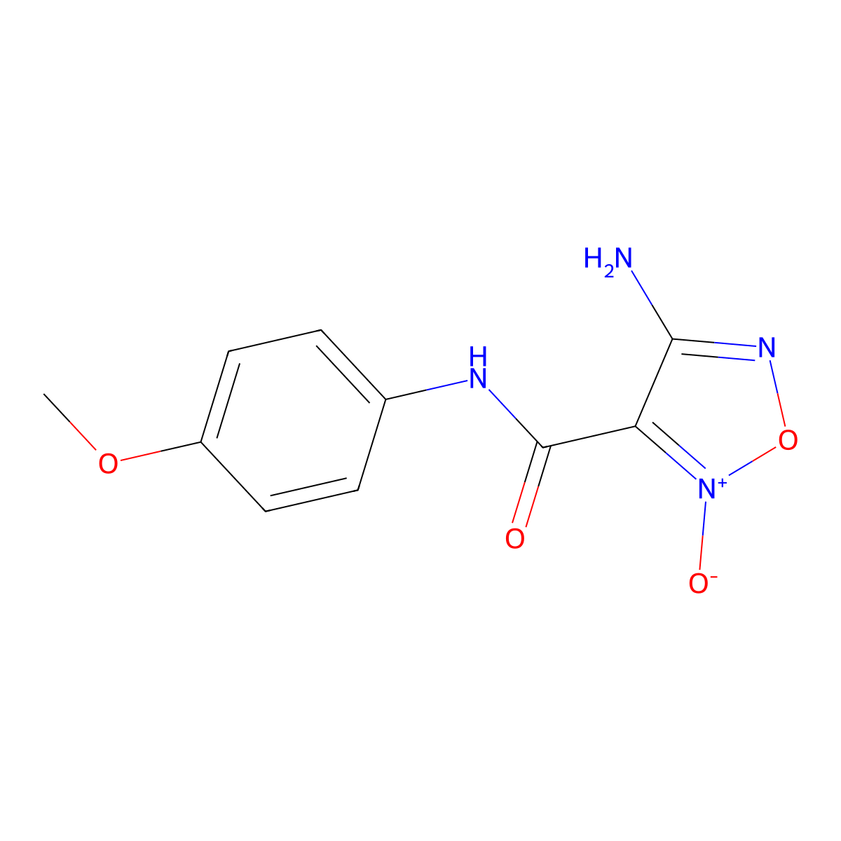 4-amino-N-(4-methoxyphenyl)-1,2,5-oxadiazole-3-carboxamide 2-oxide molecular structure, CAS 696607-68-8
