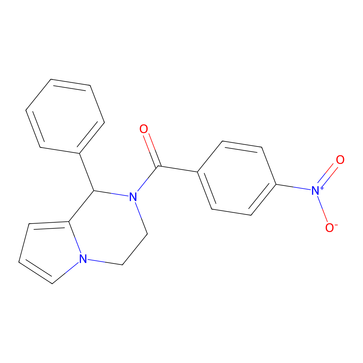 (4-Nitrophenyl)-(1-phenyl-3,4-dihydro-1H-pyrrolo[1,2-a]pyrazin-2-yl)methanone molecular structure, CAS 696607-81-5