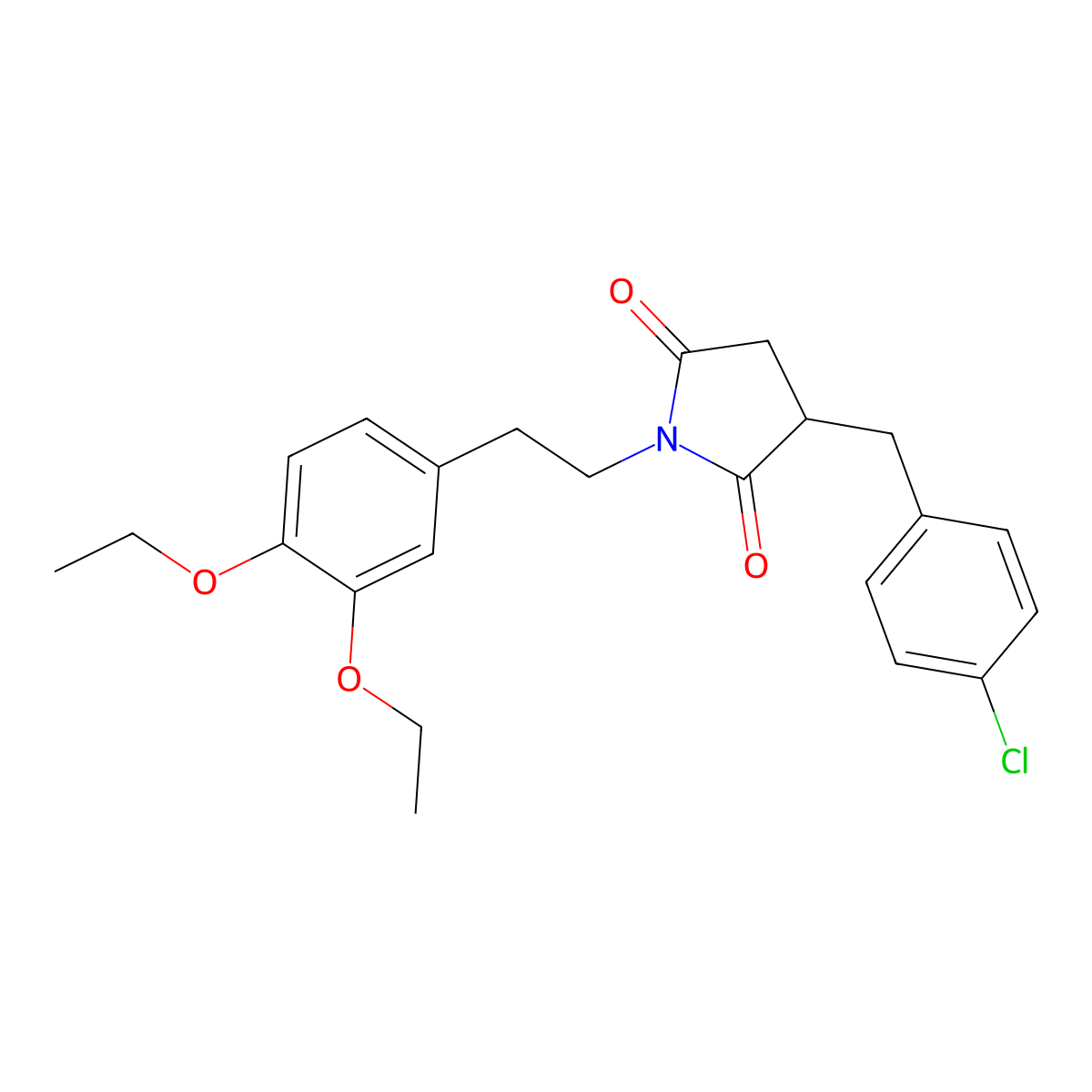 3-[(4-Chlorophenyl)methyl]-1-[2-(3,4-diethoxyphenyl)ethyl]pyrrolidine-2,5-dione molecular structure, CAS 696608-39-6