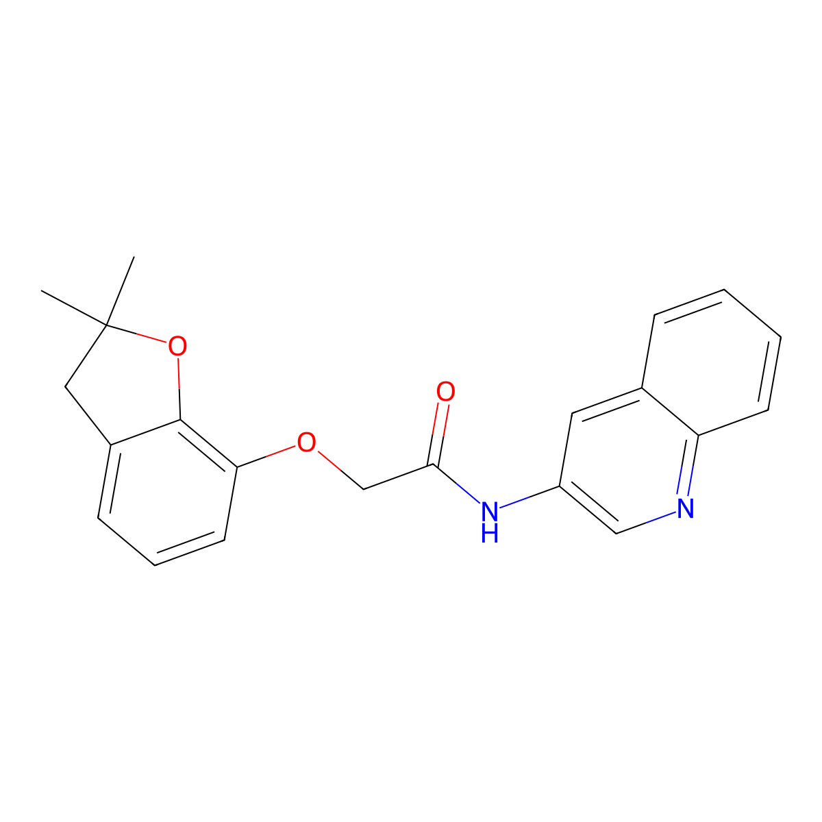 2-[(2,2-dimethyl-3H-1-benzofuran-7-yl)oxy]-N-quinolin-3-ylacetamide molecular structure, CAS 696608-62-5