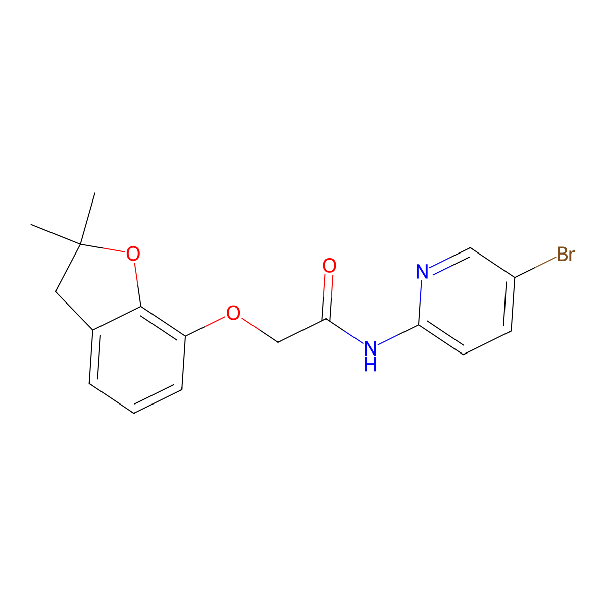 N-(5-bromopyridin-2-yl)-2-[(2,2-dimethyl-3H-1-benzofuran-7-yl)oxy]acetamide molecular structure, CAS 696608-76-1
